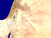 Jordanien Satellit + Grenzen 800x600